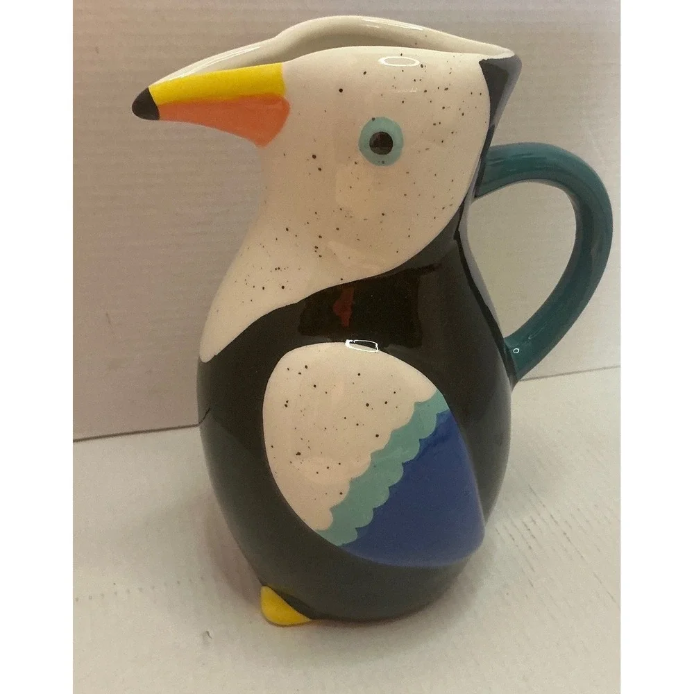 Newclassic Toucan Bird Decorative Earthenware Watering Vase Pitcher Multi Color